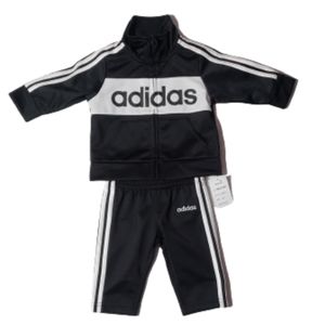 Adidas Infant Baby Boy’s Two-Piece Black and White Zip Up Classic Tracksuit